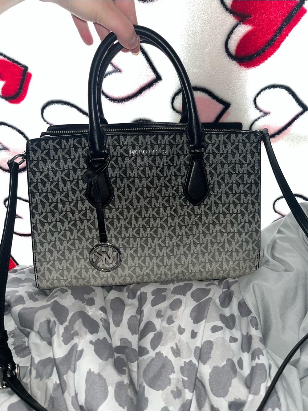 Michael Kors Black & White Monogram Purse